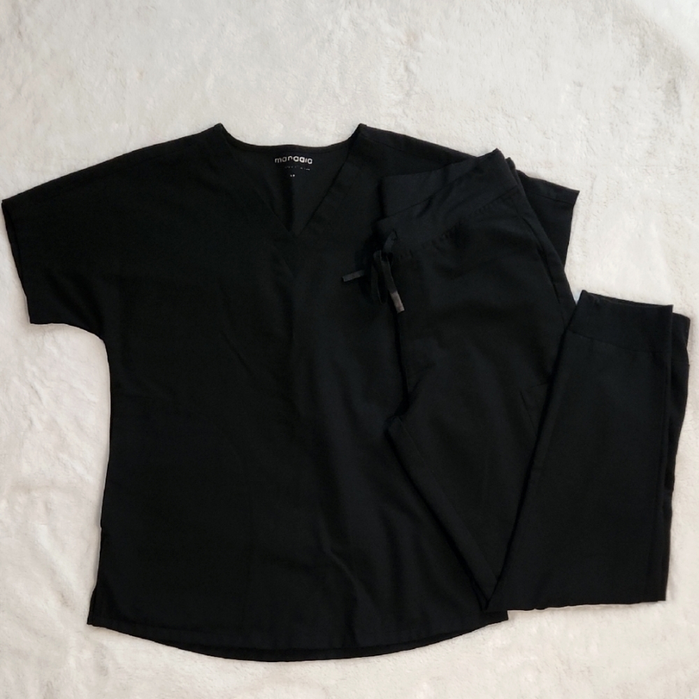 Both size XS. Mandala Oversized Scrub Top And Jogger Pants.